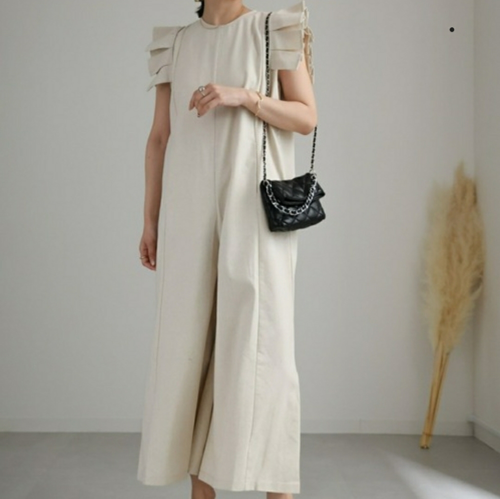 Storets Milan Ruffle Wing sleeve Linen blend Crop wide leg Jumpsuit M NWT